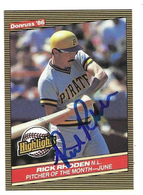 Autographed RICK RHODEN Pittsburgh Pirates 1986 Donruss Highlights Card