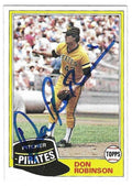 Autographed DON ROBINSON Pittsburgh Pirates 1981 Topps Card