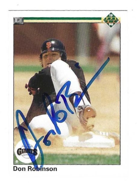 Autographed DON ROBINSON San Francisco Giants 1990 Upper Deck Card