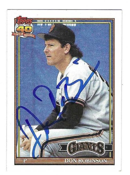 Autographed DON ROBINSON San Francisco Giants 1991 Topps Card