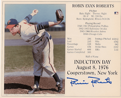 Autographed ROBIN ROBERTS Philadelphia Phillies 8x10 HOF Induction Day Card