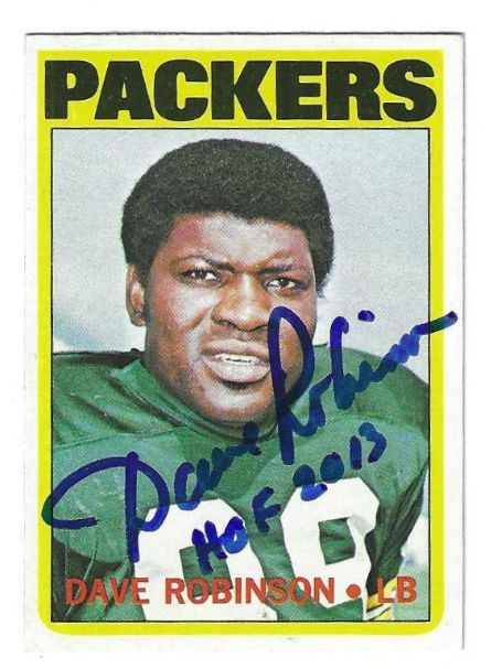 Autographed Dave Robinson Green Bay Packers 1972 Topps Card