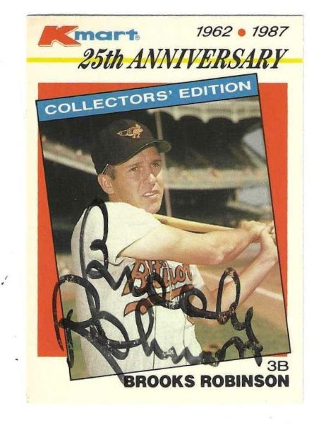 Autographed BROOKS ROBINSON Baltimore Orioles 1987 Topps KMART Card