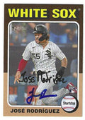 Autographed JOSE RODRIGUEZ Chicago White Sox 2024 Topps Heritage Card #254