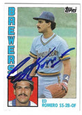 Autographed ED ROMERO Milwaukee Brewers 1984 Topps Card