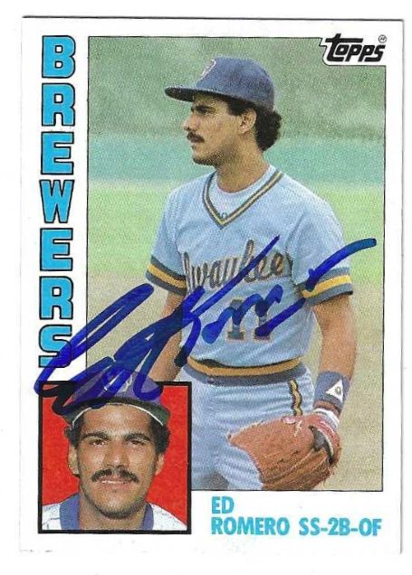 Autographed ED ROMERO Milwaukee Brewers 1984 Topps Card