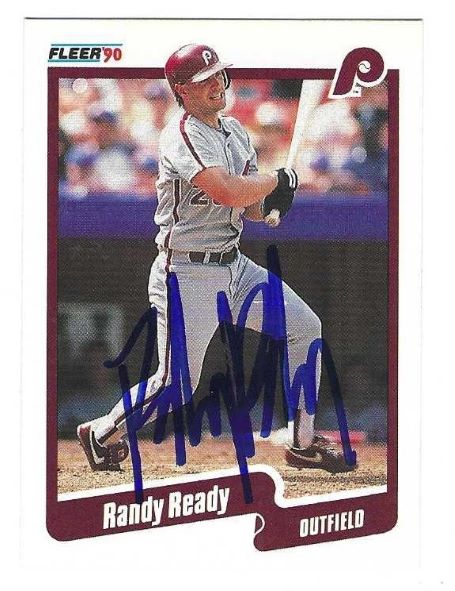 Autographed RANDY READY Philadelphia Phillies 1990 Fleer Card