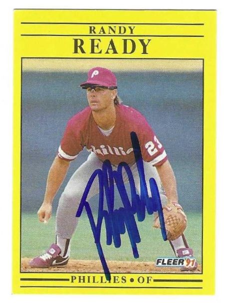 Autographed RANDY READY Philadelphia Phillies 1991 Fleer Card