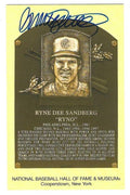 Autographed Ryne Sandberg Hall of Fame Gold Plaque Postcard