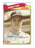 JOHNNY SAIN Boston Braves Autographed 1989 Swell Baseball Greats Card