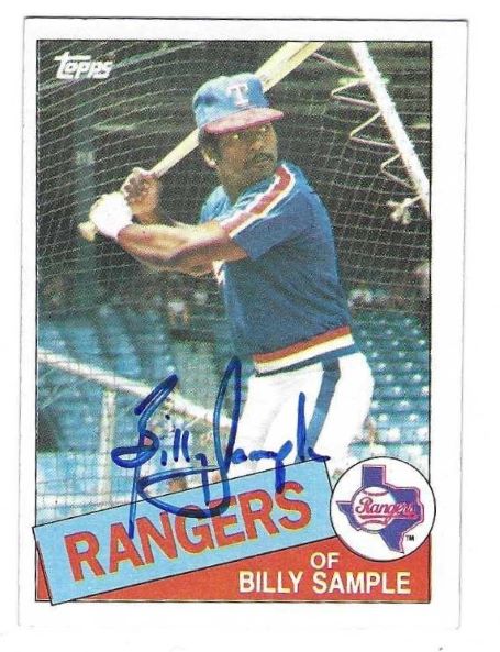 Autographed BILLY SAMPLE Texas Rangers 1985 Topps Card