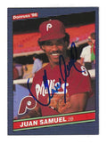 Autographed JUAN SAMUEL Philadelphia Phillies 1986 Donruss Card