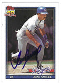 Autographed JUAN SAMUEL Los Angeles Dodgers 1991 Topps Card