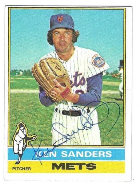 Autographed KEN SANDERS New York Mets 1976 Topps Card