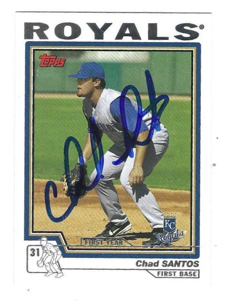 Autographed CHAD SANTOS Kansas City Royals 2004 Topps Card