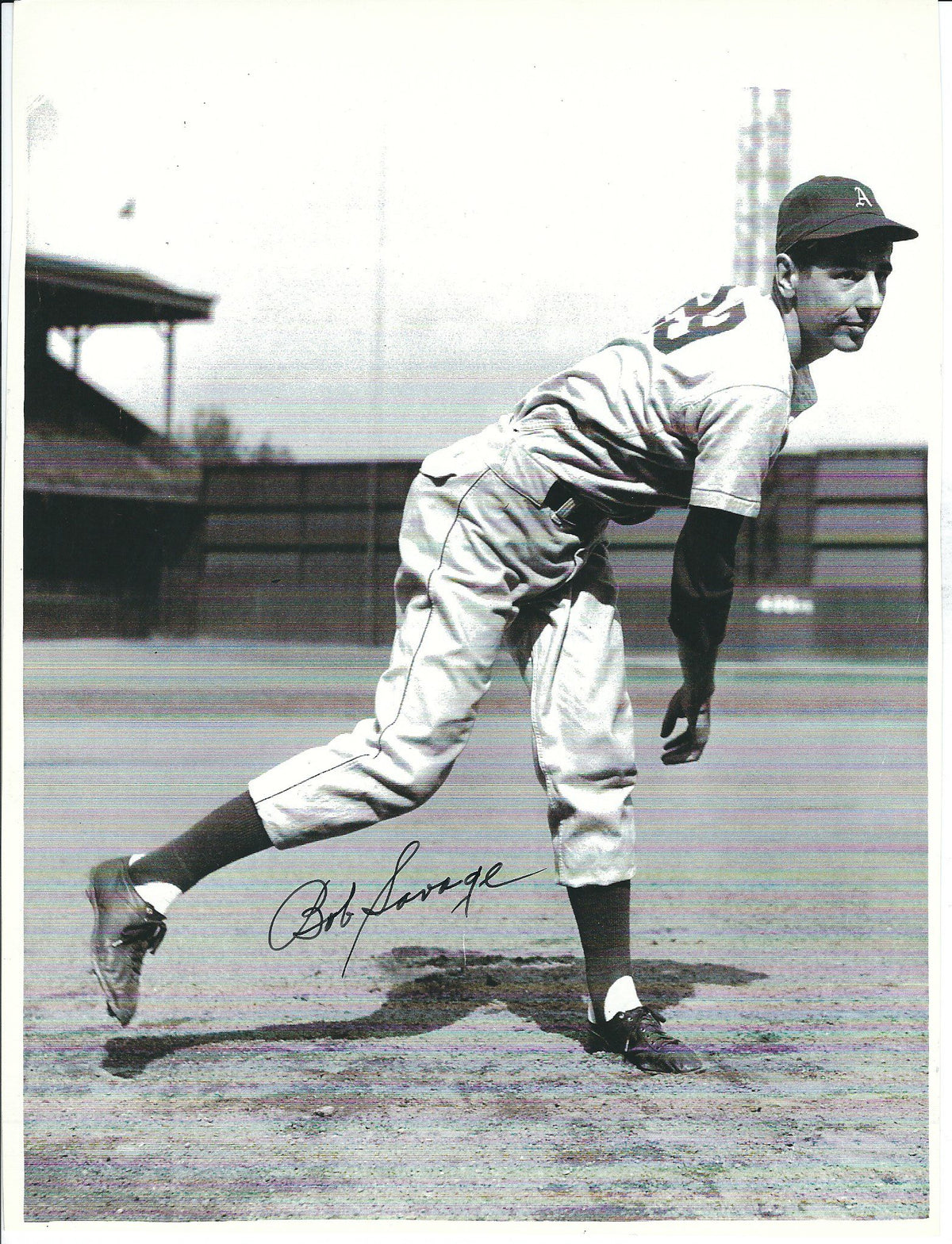 AUTOGRAPHED BOB SAVAGE 8X10 Philadelphia A's Photo