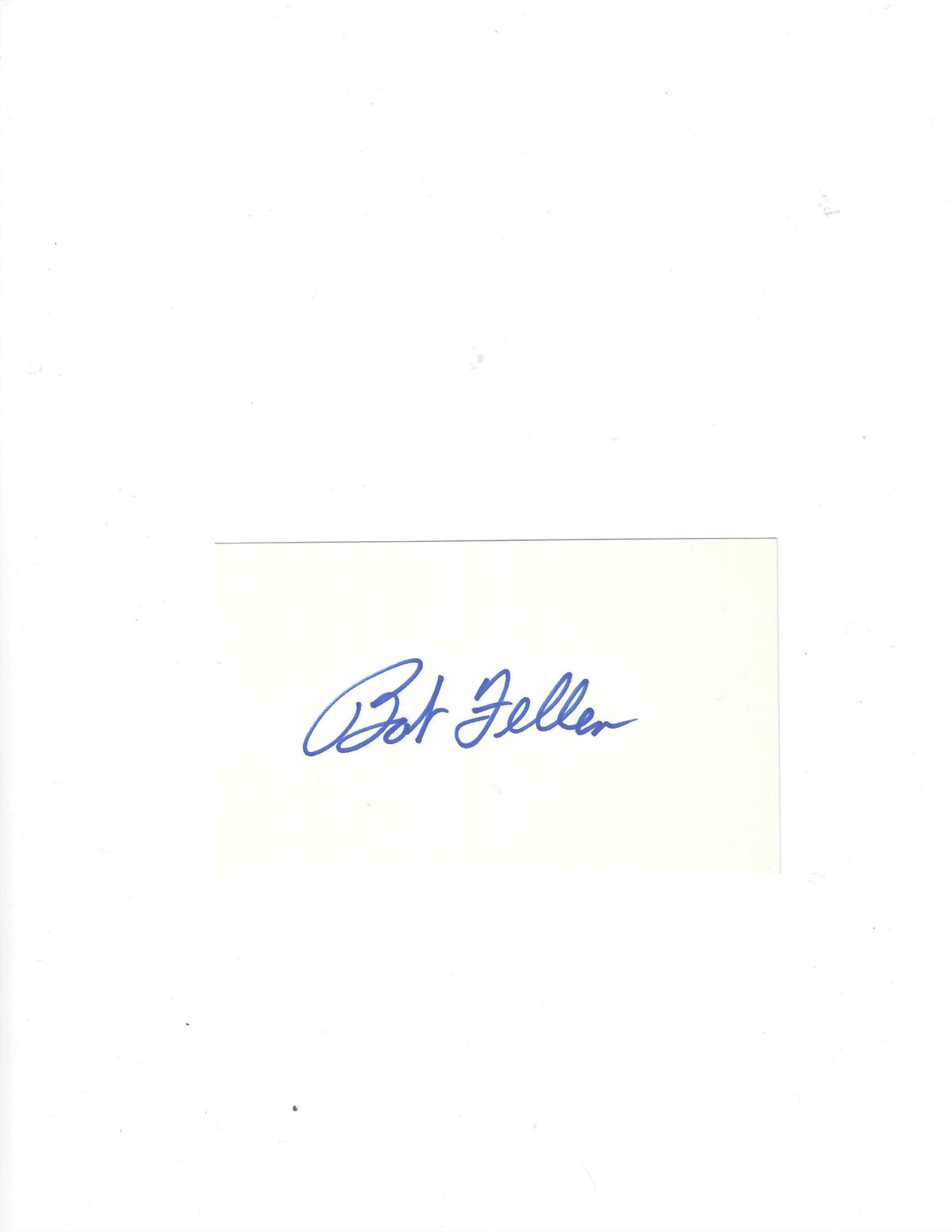 AUTOGRAPHED SIGNED BOB FELLER 3x5 Index card