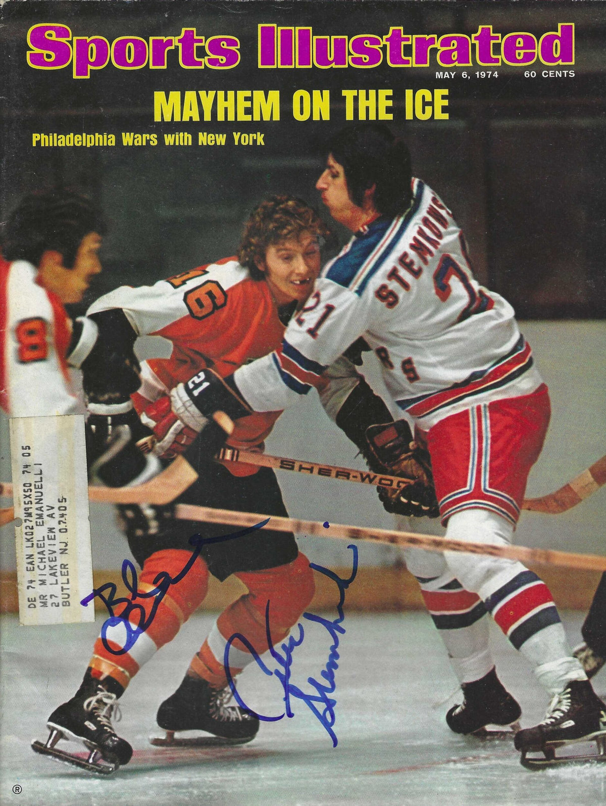 Autographed BOBBY CLARKE PETE STEMKOWSKI Sports Illustrated Magazine