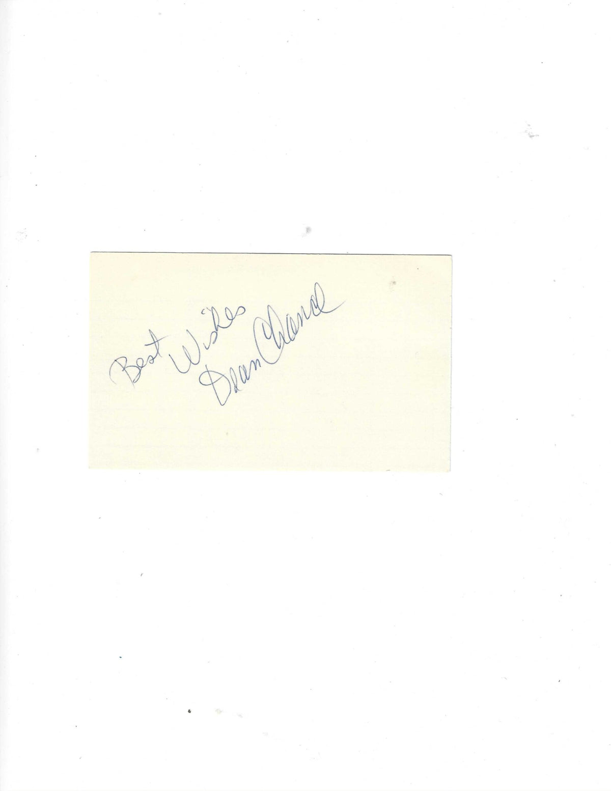 AUTOGRAPHED SIGNED DEAN CHANCE 3x5 Index card