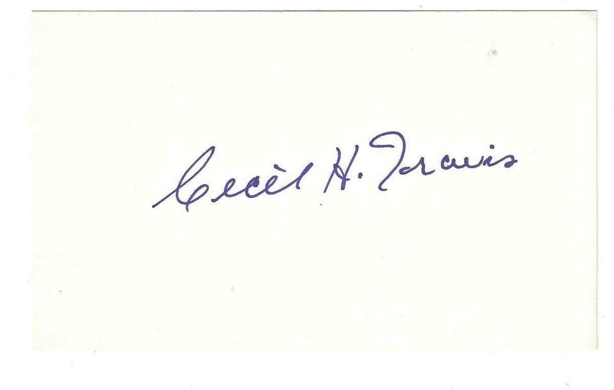 AUTOGRAPHED SIGNED CECIL TRAVIS 3x5 Index card