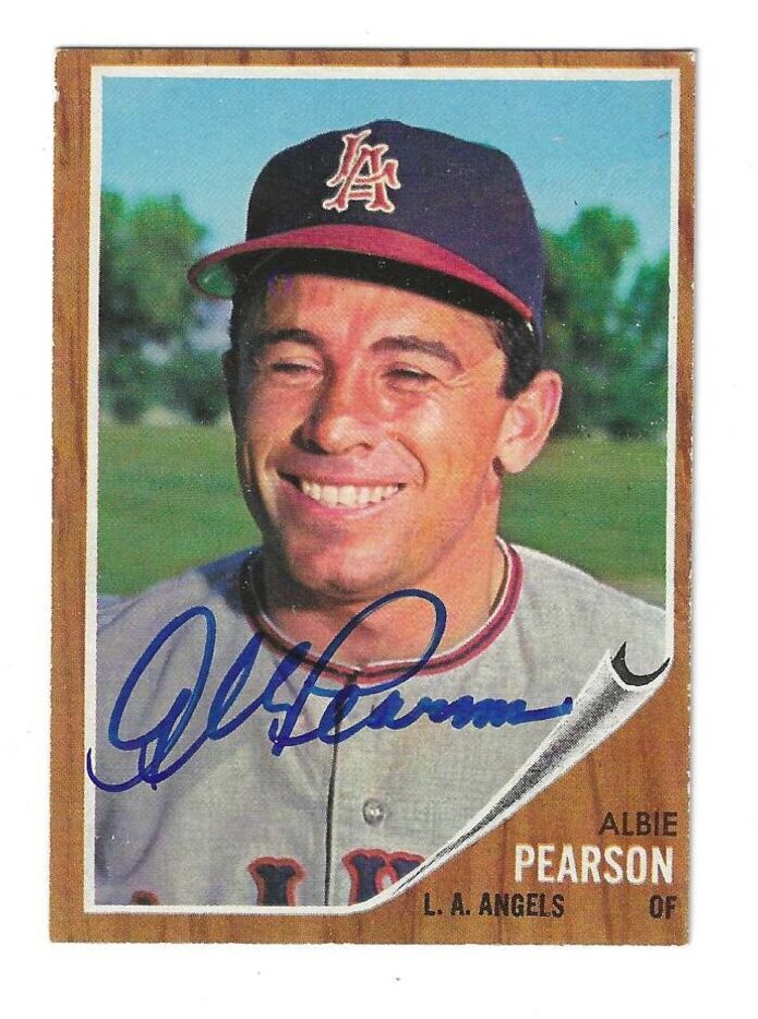Autographed ALBIE PEARSON Los Angeles Angels 1962 Topps Card #343