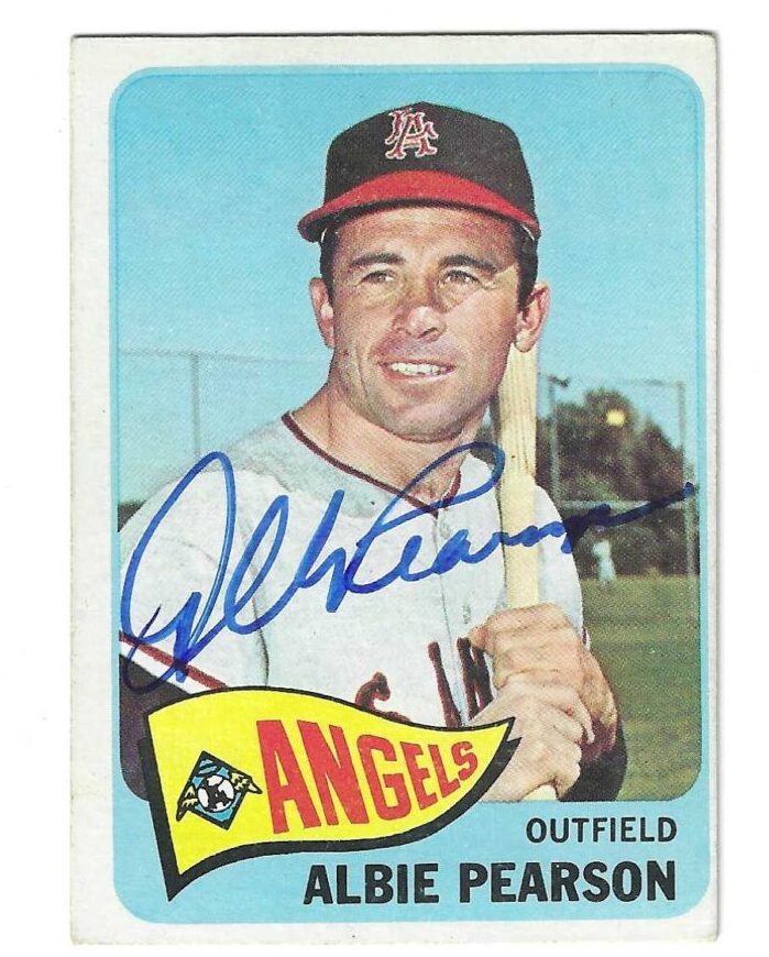 Autographed ALBIE PEARSON Los Angeles Angels 1965 Topps Card