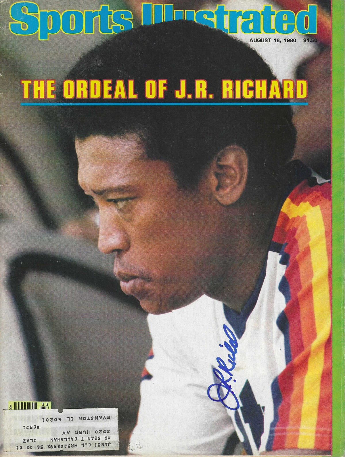 Autographed J.R. Richard Houston Astros Sports Illustrated Magazine 8/18/1980 w/COA