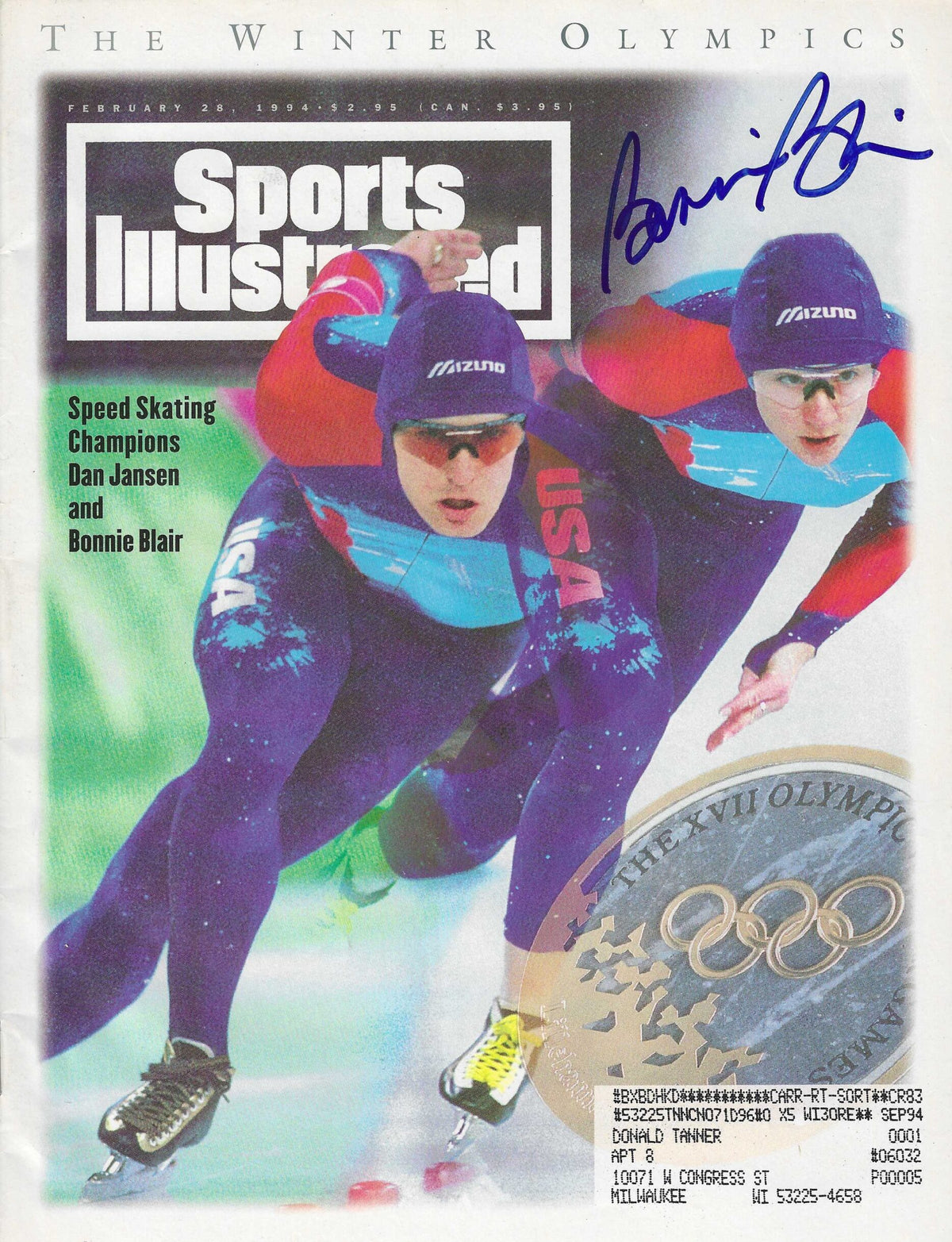 Autographed BONNIE BLAIR Sports Illustrated magazine 2/28/1994