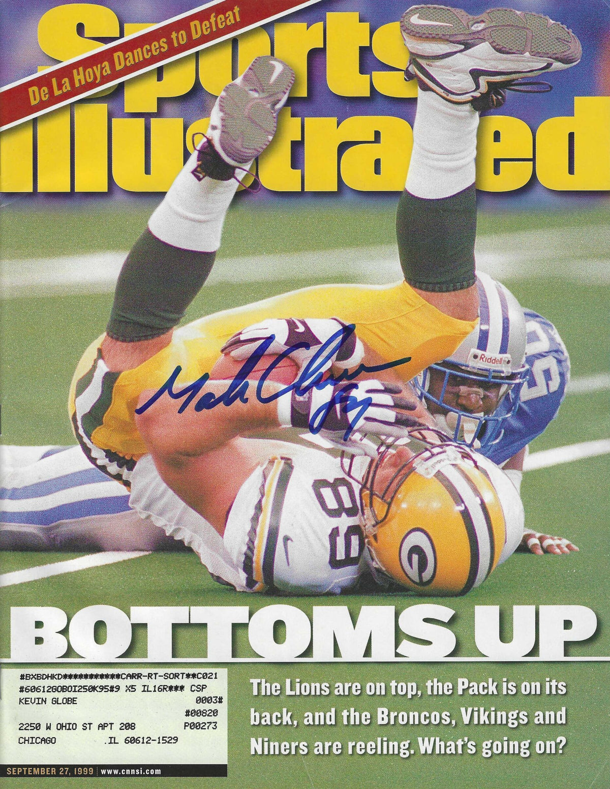 Autographed Mark Chmura Green Bay Packers Sports Illustrated Magazine 9/27/1999