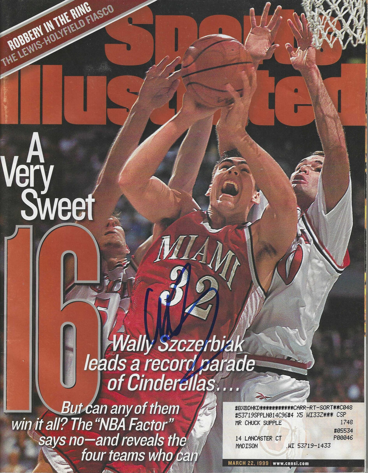 Autographed Wally Szczerbiak Miami RedHawks Sports Illustrated Magazine 3/22/1999