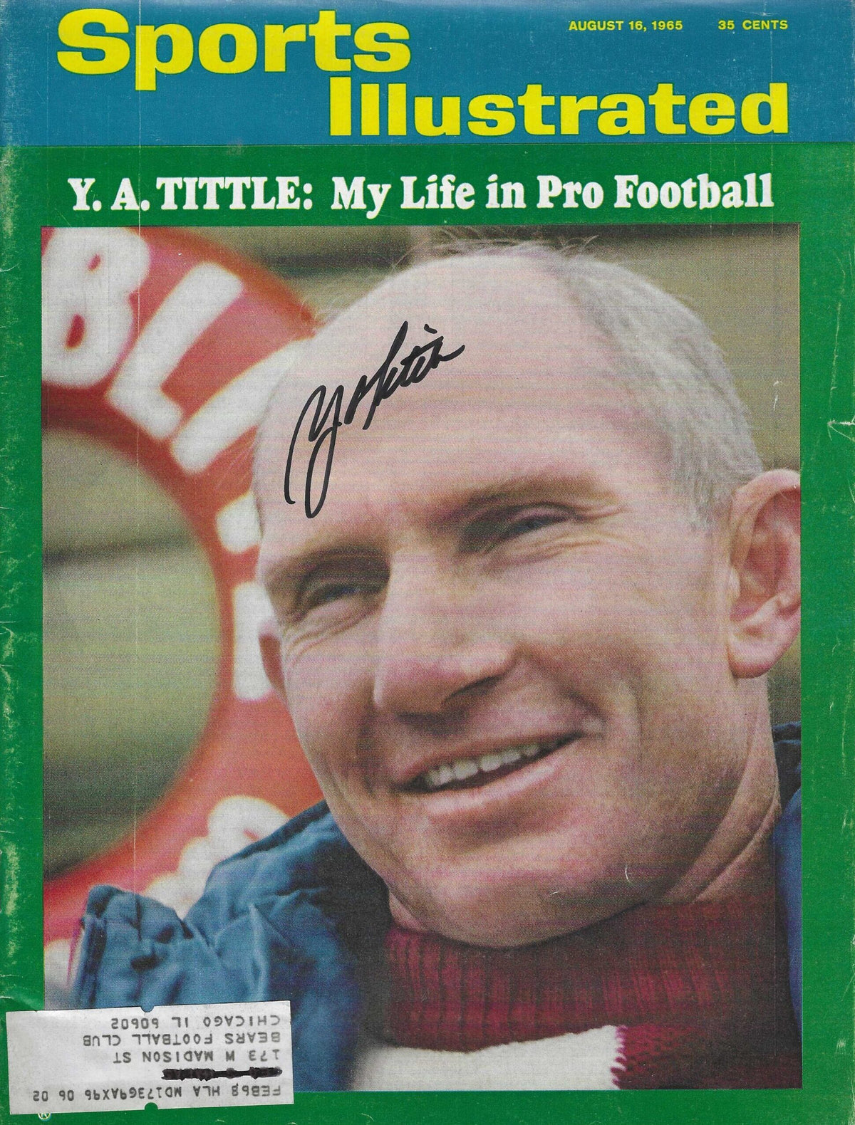 Autographed Y.A. Tittle New York Giants Sports Illustrated Magazine 8/16/1965