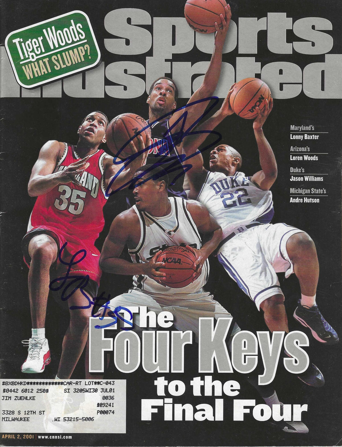 Autographed Lonny Baxter Loren Woods Sports Illustrated Magazine 4/2/2001