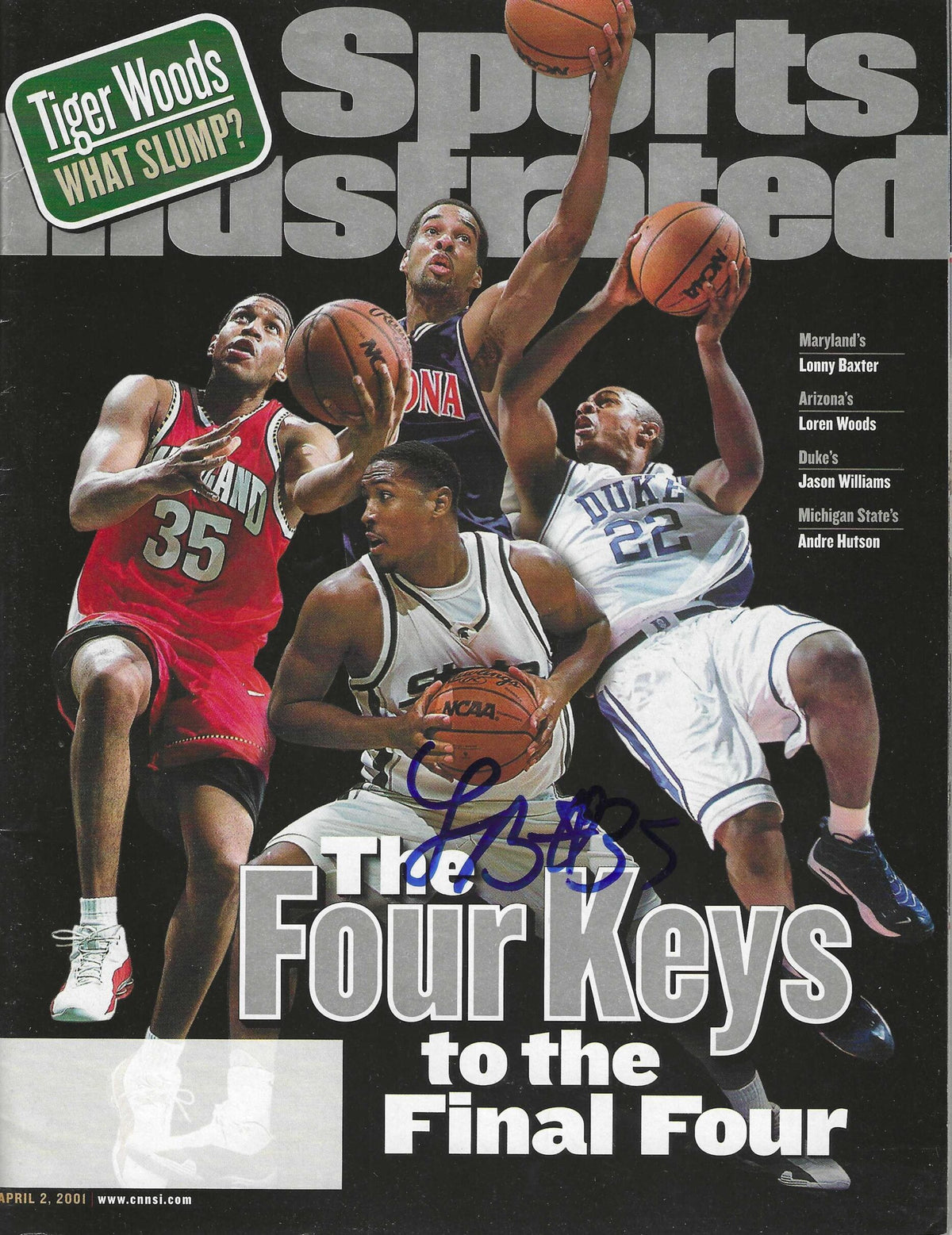 Autographed Lonny Baxter Maryland Terrapins Sports Illustrated Magazine 4/2/2001