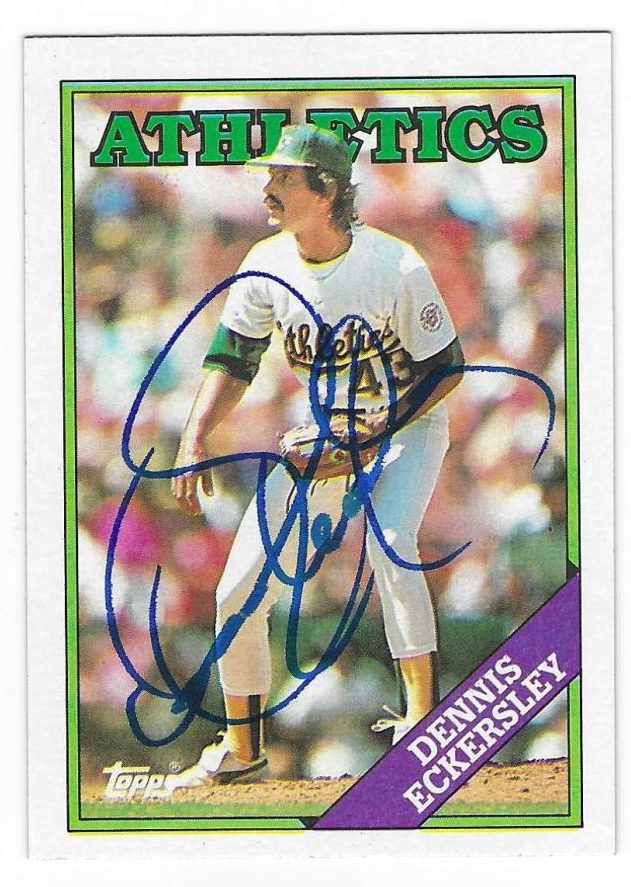 Auotgraphed DENNIS ECKERSLEY Oakland A's 1988 Topps Card
