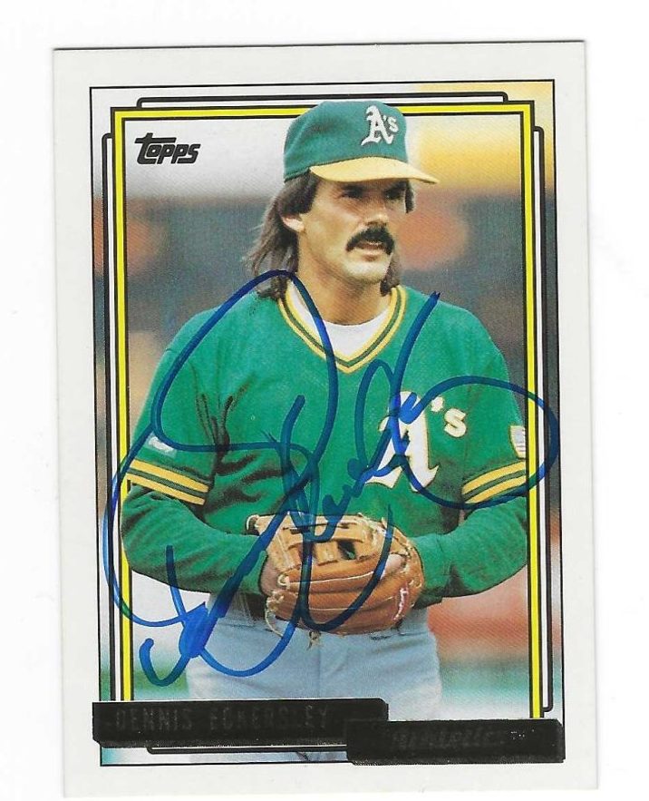 Autographed DENNIS ECKERSLEY Oakland A's 1992 Topps Card