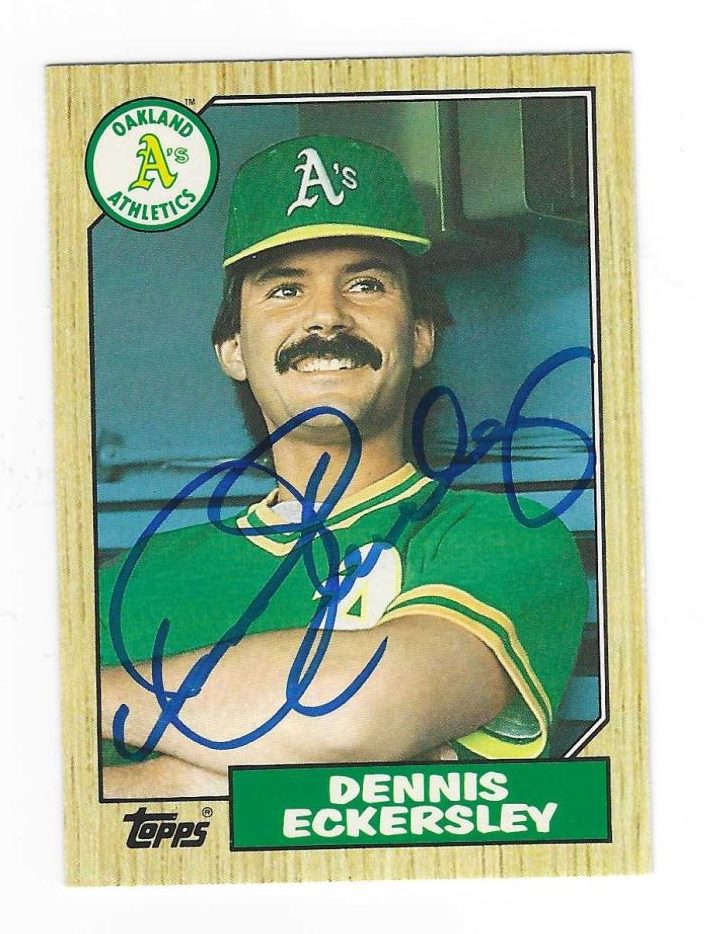 Autographed DENNIS ECKERSLEY Oakland A's 1987 Topps Card