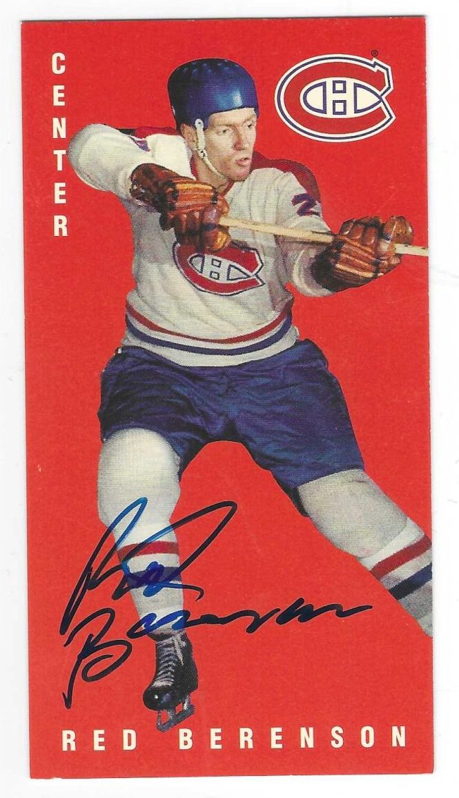 Autographed 1994 Parkhurst Red Berenson Montreal Canadiens Tall Boy card