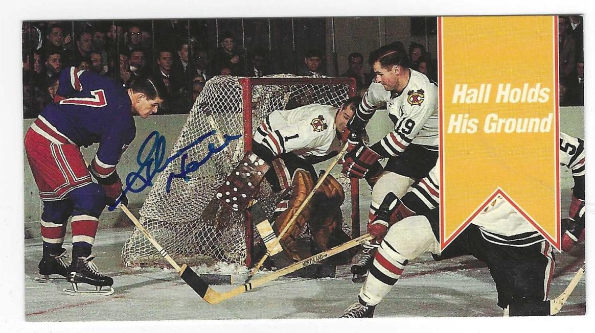 Autographed 1994 Parkhurst GLENN HALL Chicago Blackhawks Tall Boy card