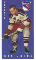 Autographed 1994 Parkhurst DON JOHNS New York Rangers Tall Boy card