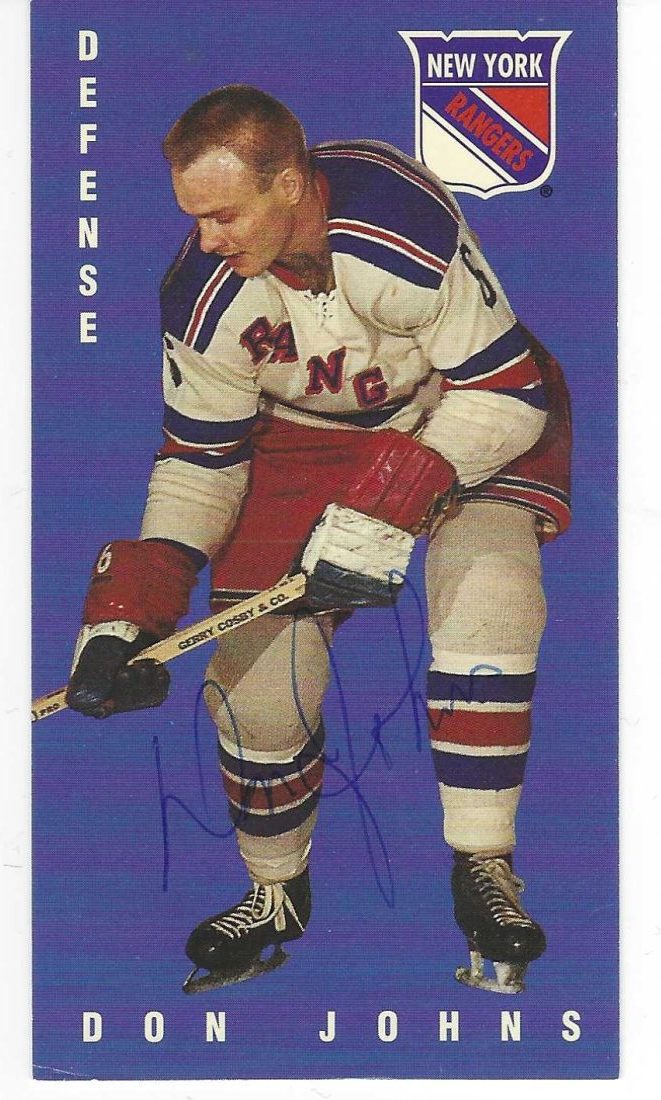 Autographed 1994 Parkhurst DON JOHNS New York Rangers Tall Boy card