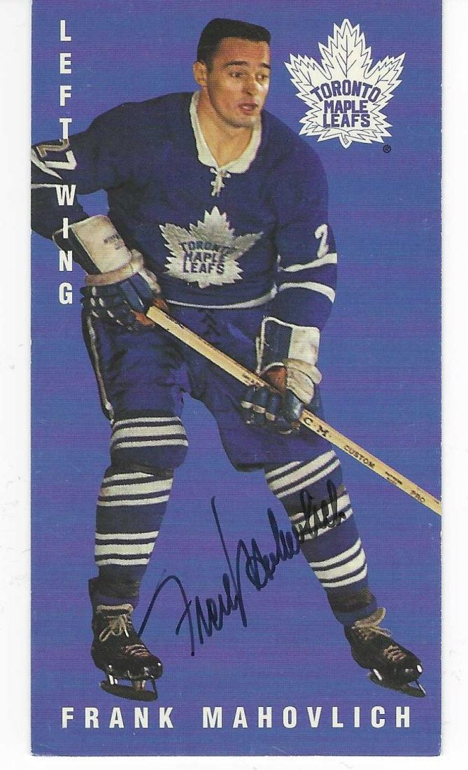 Autographed 1994 Parkhurst FRANK MAHOVLICH Toronto Maple Leafs Tall Boy card