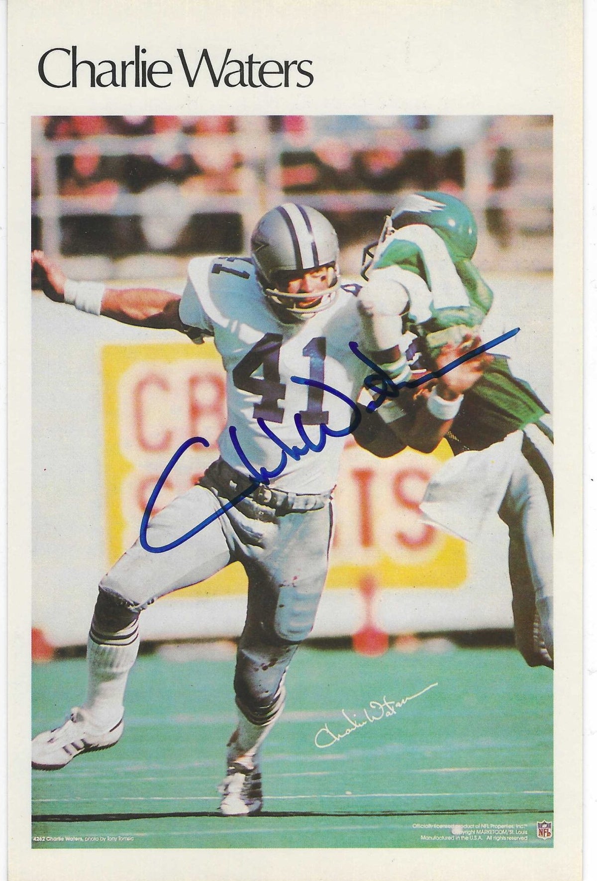 Autographed Charlie Waters Dallas Cowboys 1981 Mini Poster photo