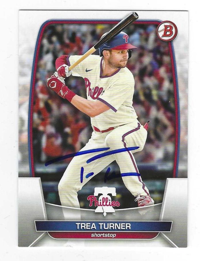 Autographed TREA TURNER Philadelphia Phillies 2023 Bowman Card