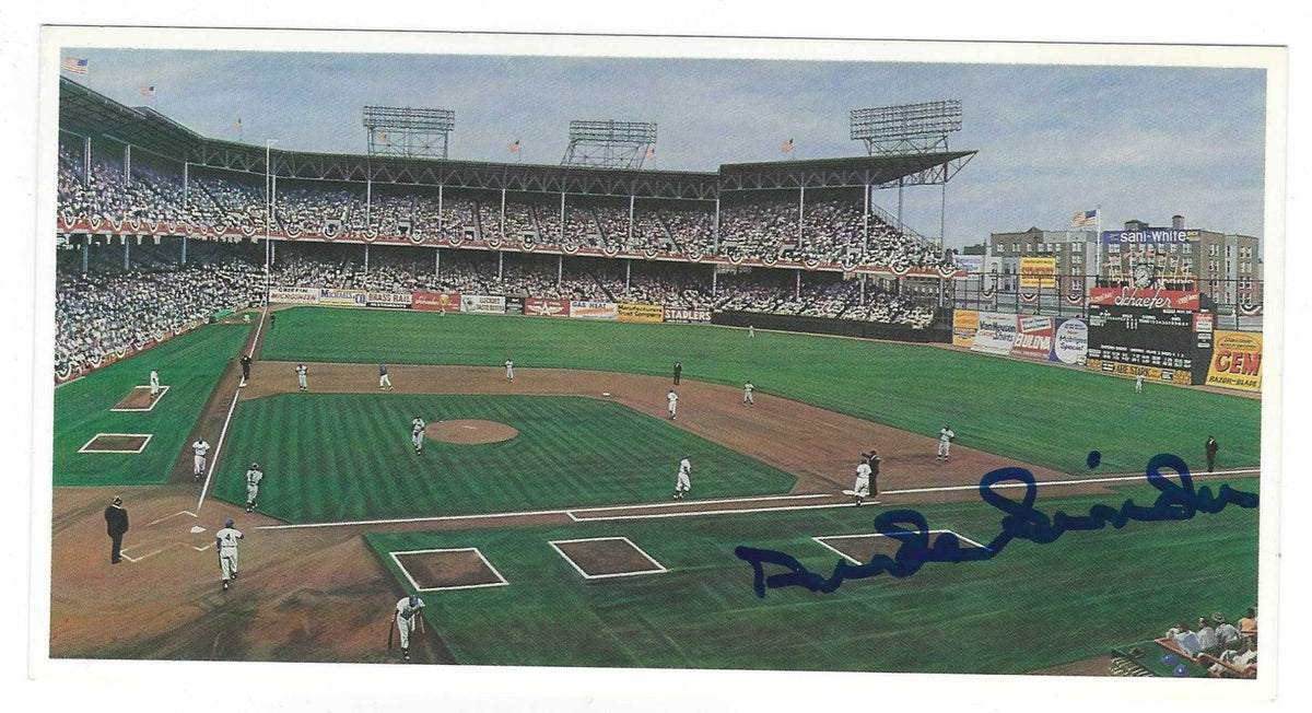 AUTOGRAPHED DUKE SNIDER Brooklyn Dodgers Ebbets Field Postcard