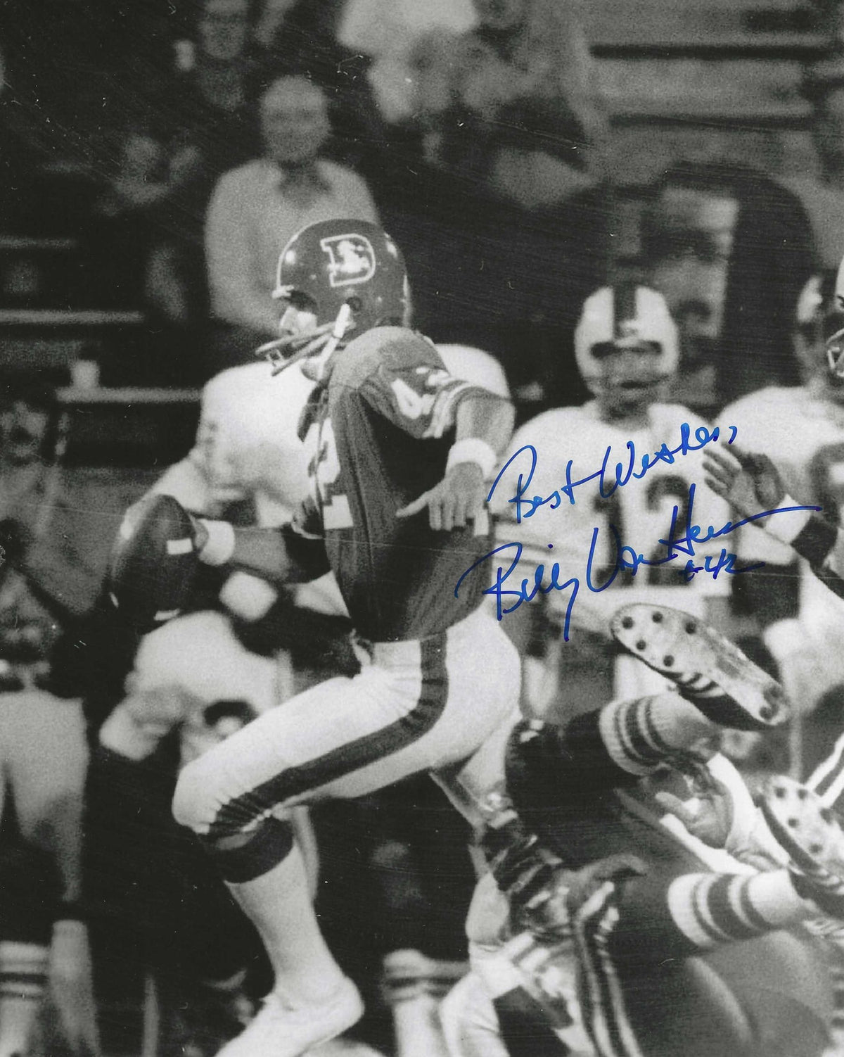 Autographed Billy Van Heusen 8X10 Denver Broncos Photo