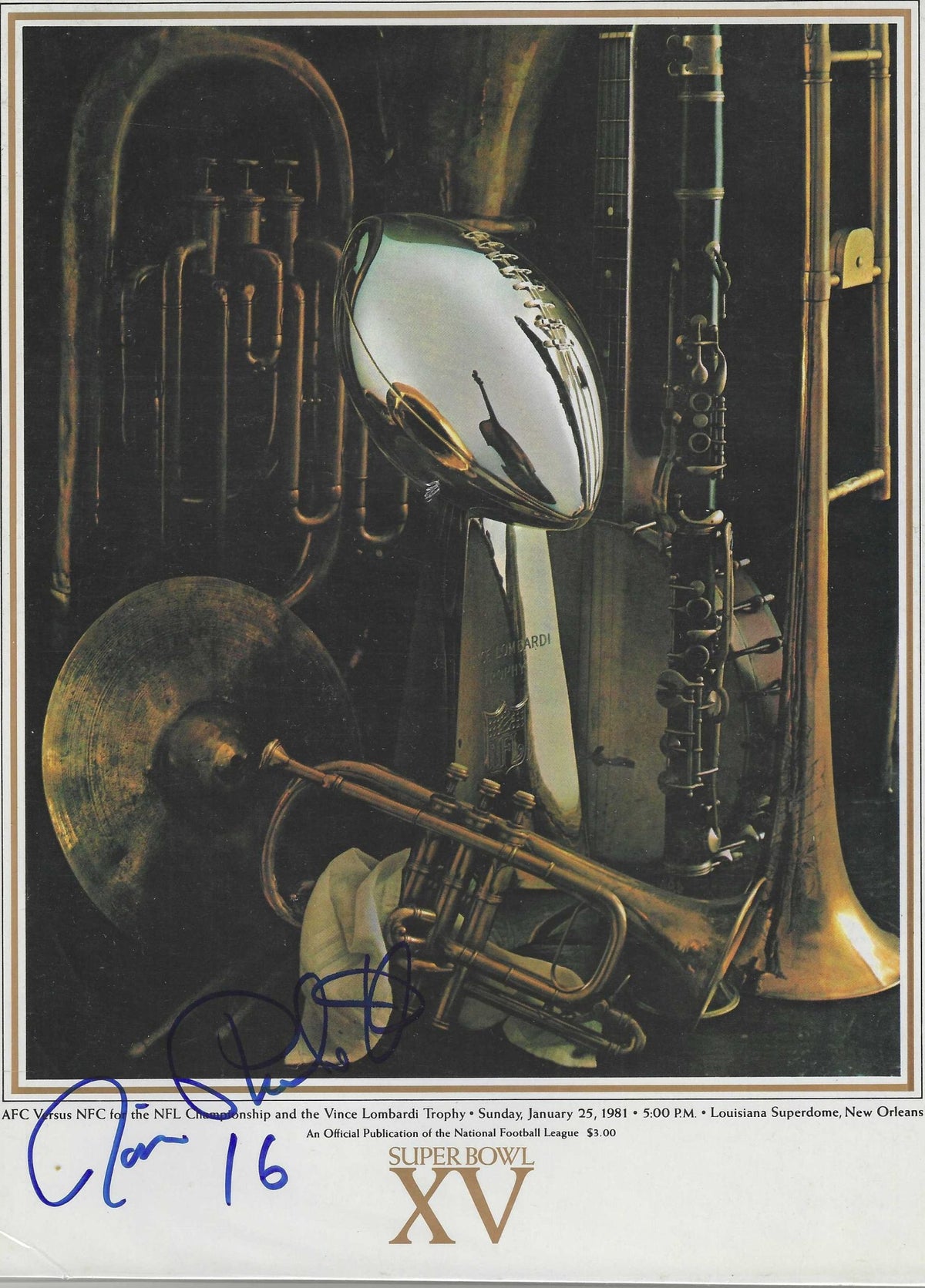 Autographed JIM PLUNKETT Oakland Raiders Super Bowl XV Program 1/25/1981