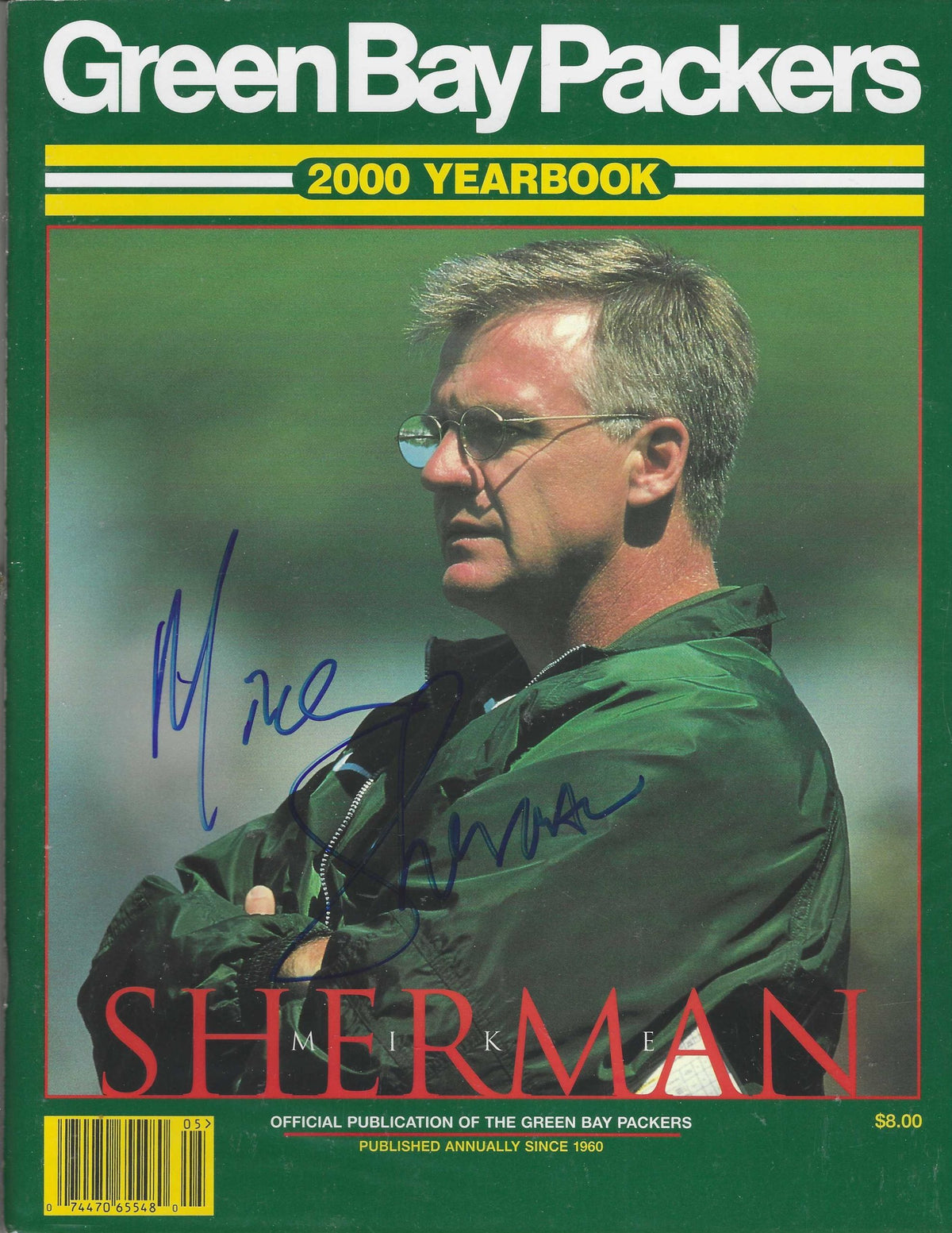 Autographed MIKE SHERMAN GREEN PACKERS 2000 YEARBOOK