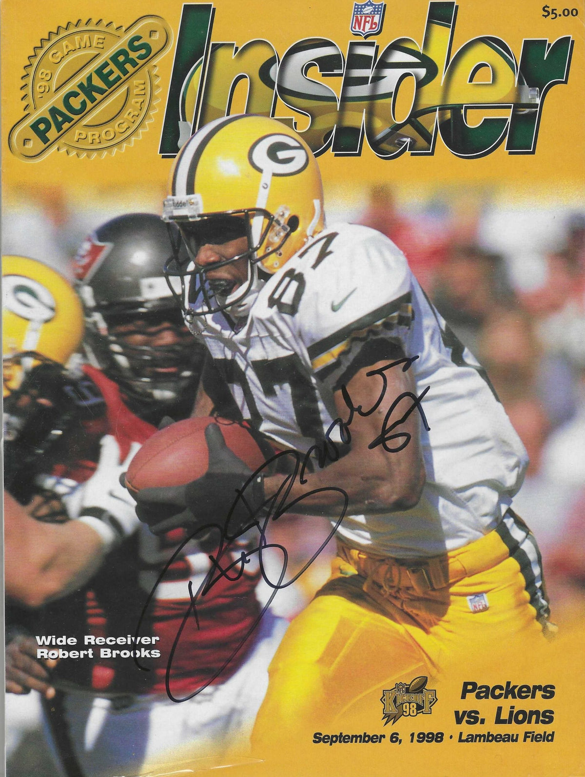 Autographed ROBERT BROOKS Green Bay Packers Insider Program 9/6/1998