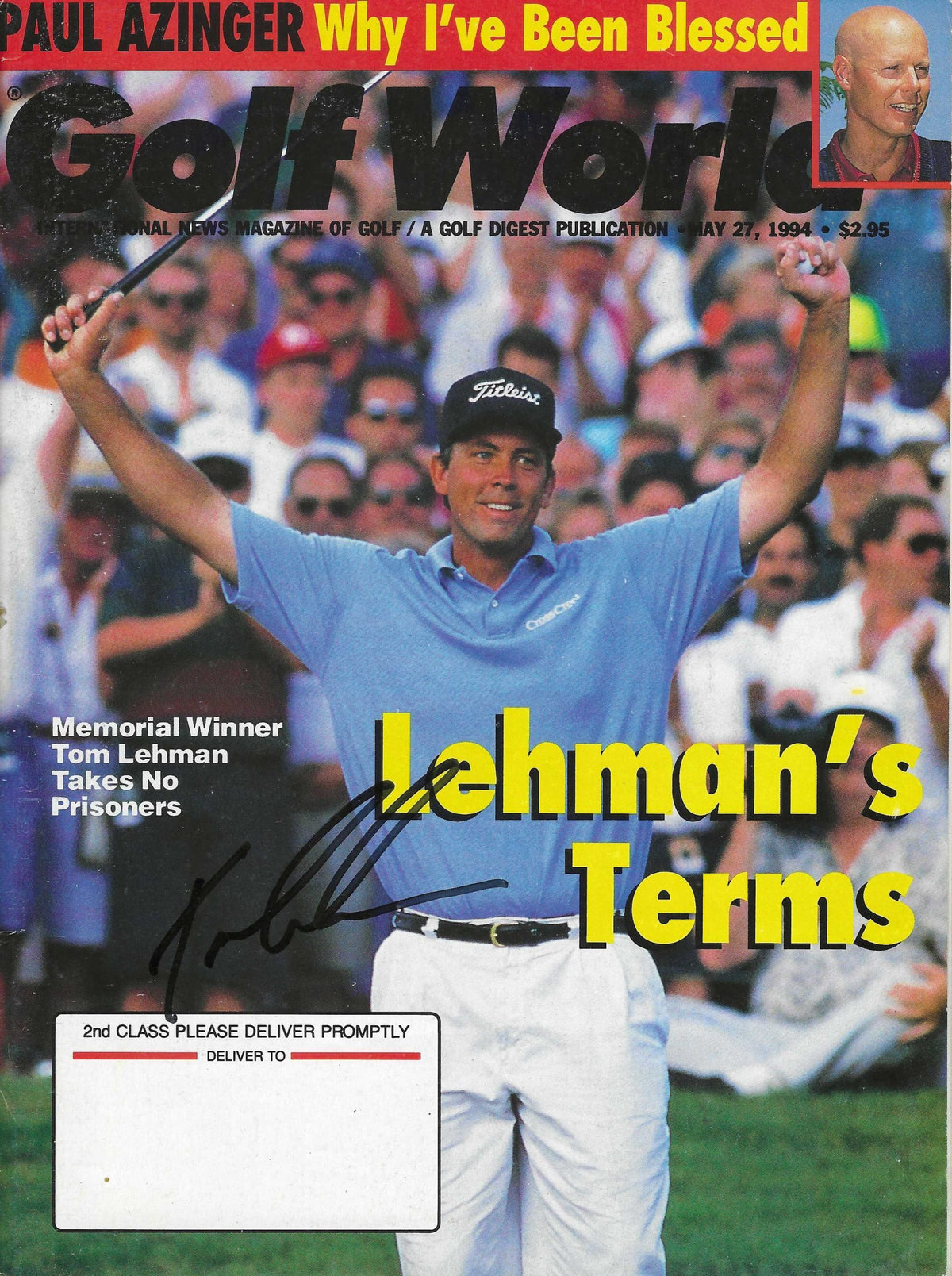 Autographed TOM LEHMAN Golf World Magazine 5/27/1994