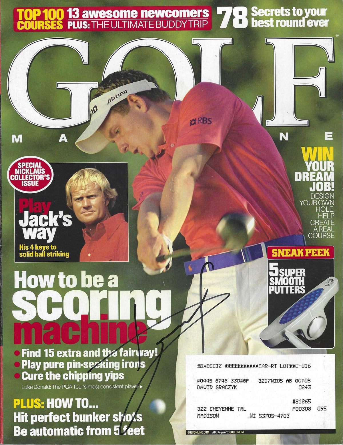 Autographed LUKE DONALD Golf Magazine 5/27/1994